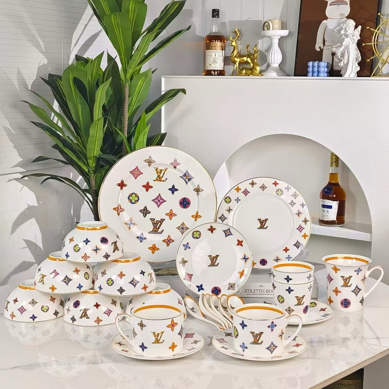 Louis Vuitton Monogram Soup Set with Tea and Coffee Cups